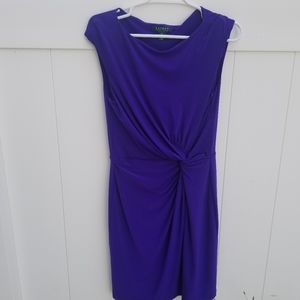 Purple Ralph Lauren stretchy dress w/side cinch & cap sleeves.